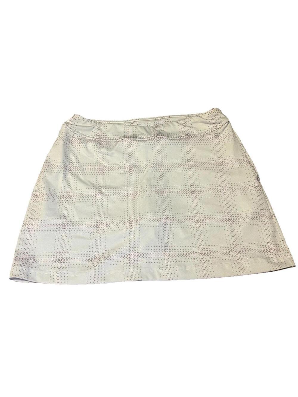 Under Armour Skort Size Small Plaid White Green Back Zipper And Pocket